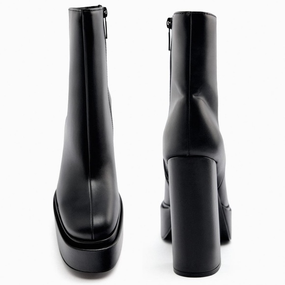 Zara Black Platform Ankle Boots - Picture 14 of 17